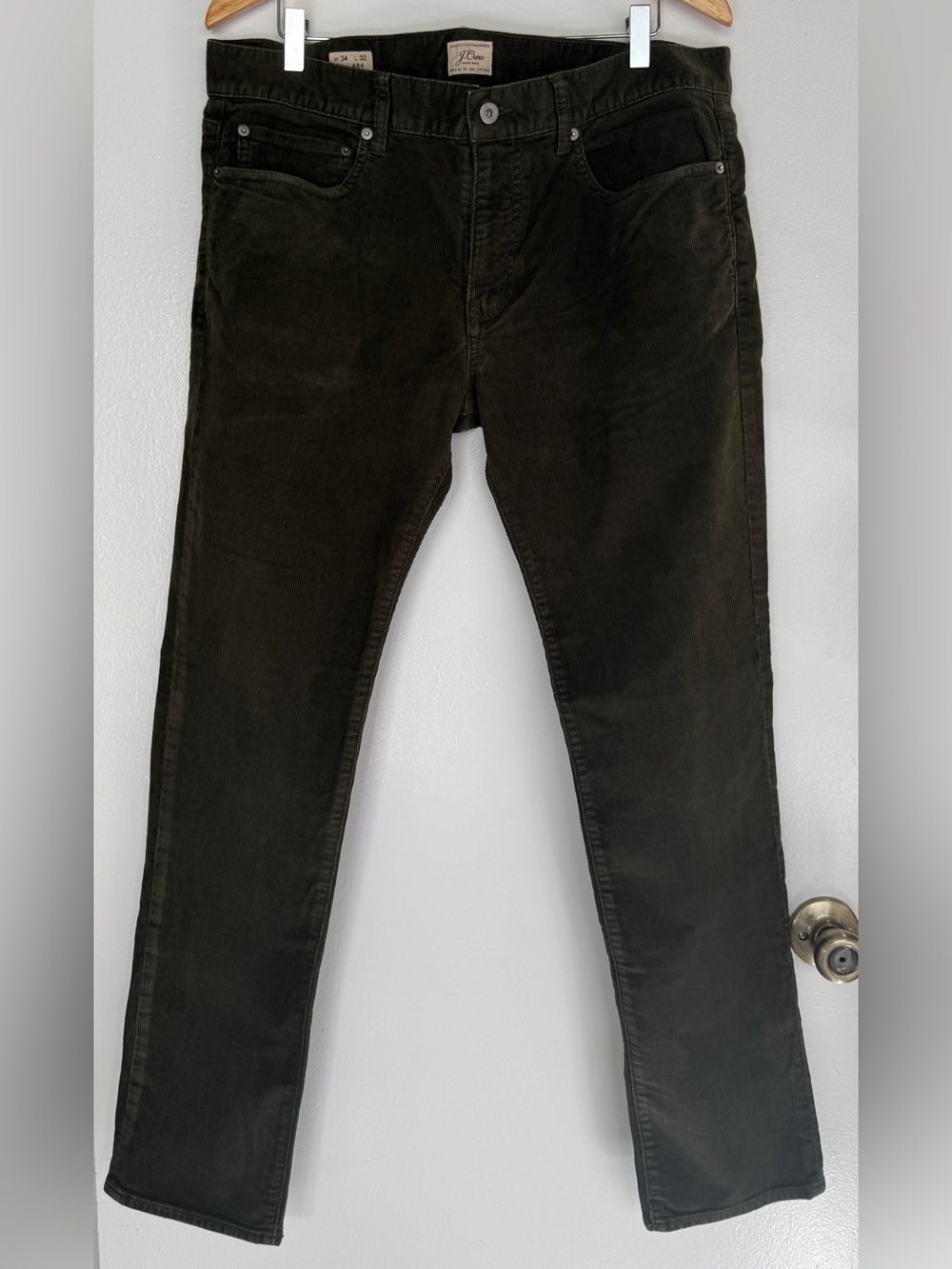J. Crew Men’s Olive Corduroy Straight-Leg Pants Style# 484 Size 34x32